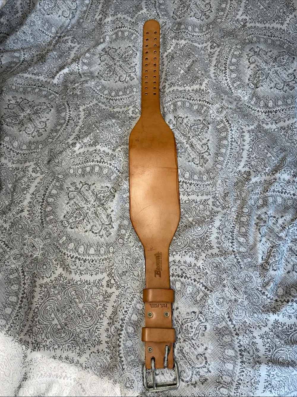 Genuine Leather Tan Brown’s Sporting Goods Weightlifting Belt - Large (46”)